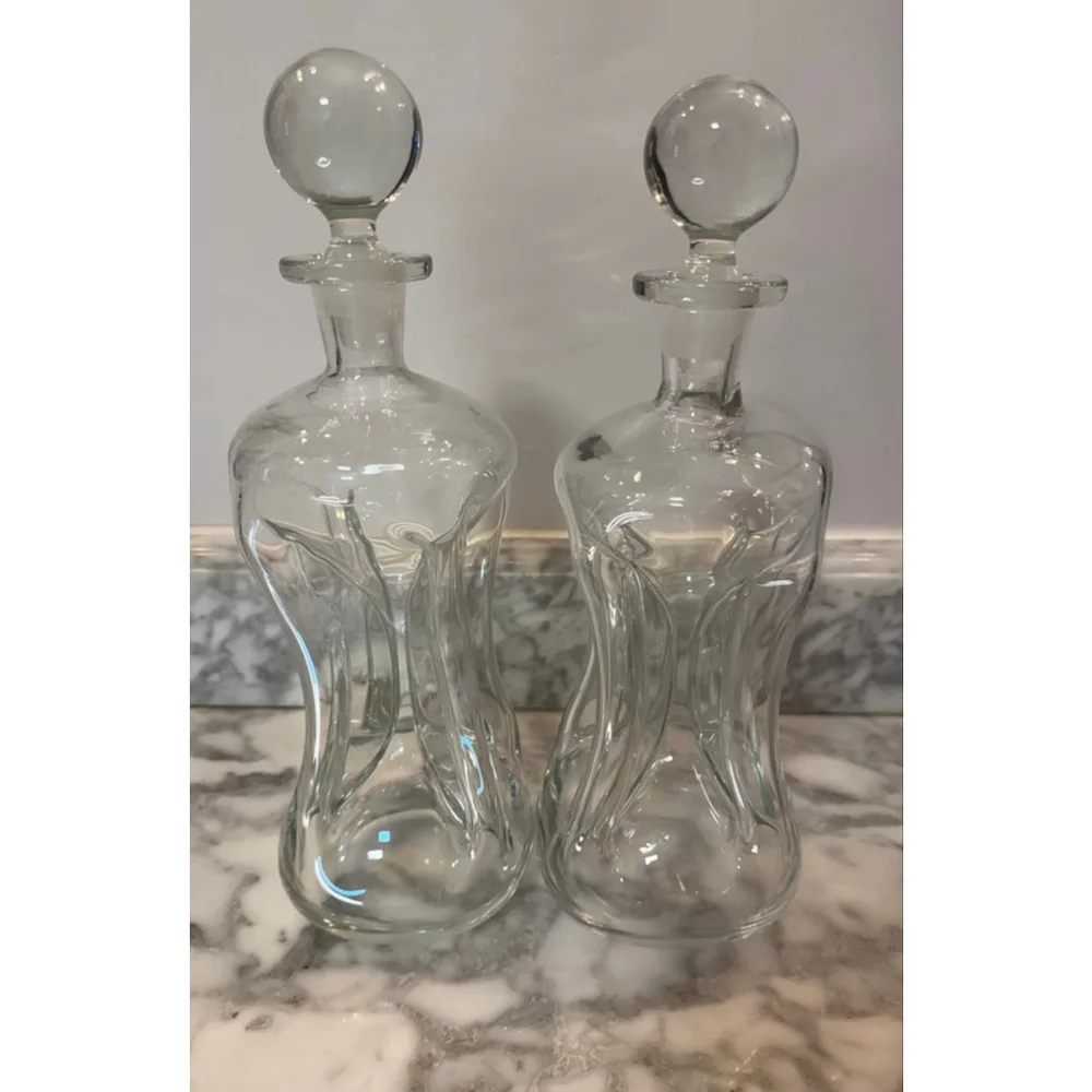 Vintage Danish Modern Glass Decanter Kluk Kluk Style Holmegaard Style MCM